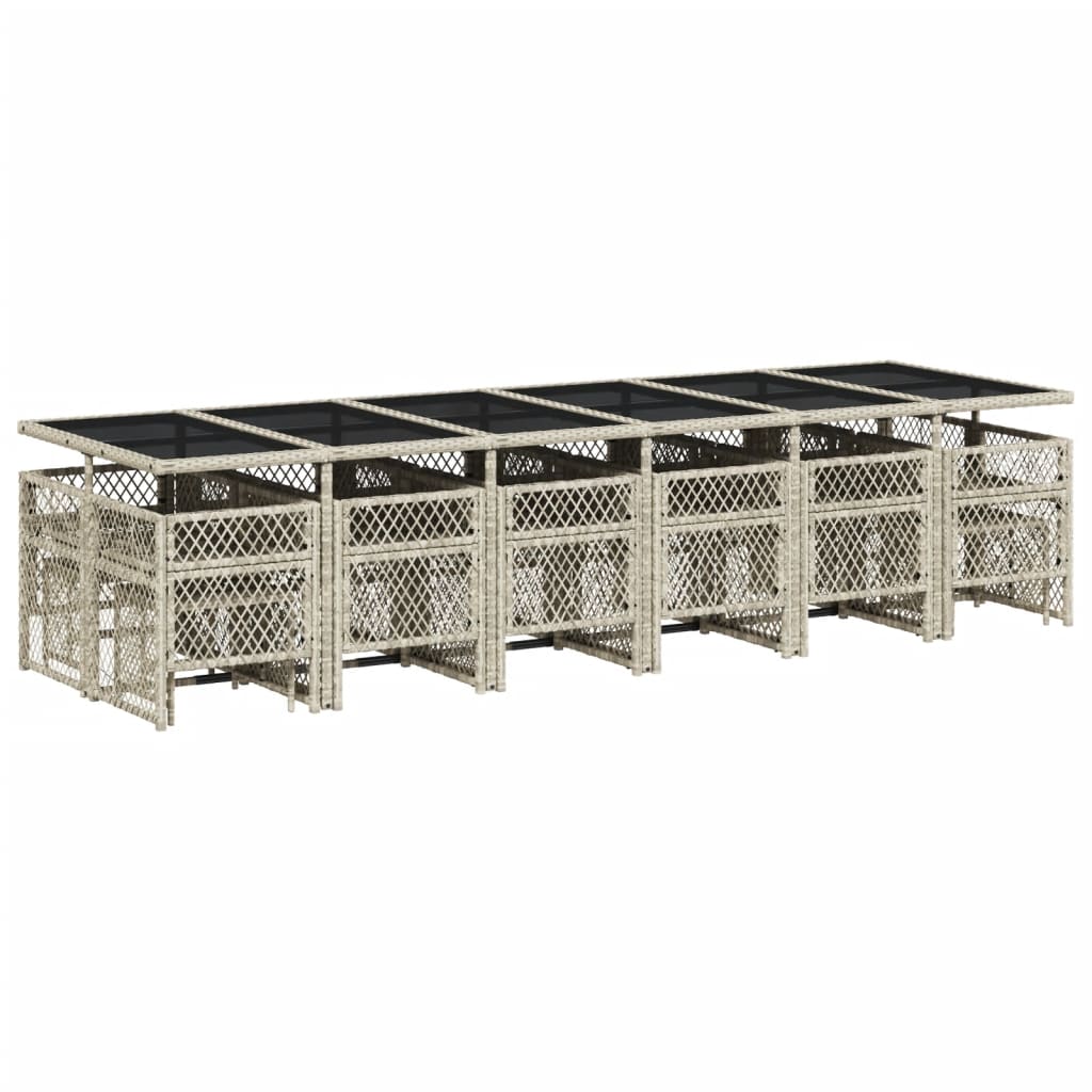 17-delige Tuinset met kussens poly rattan lichtgrijs is nu te koop bij PeponiXL, paradijselijk wonen!