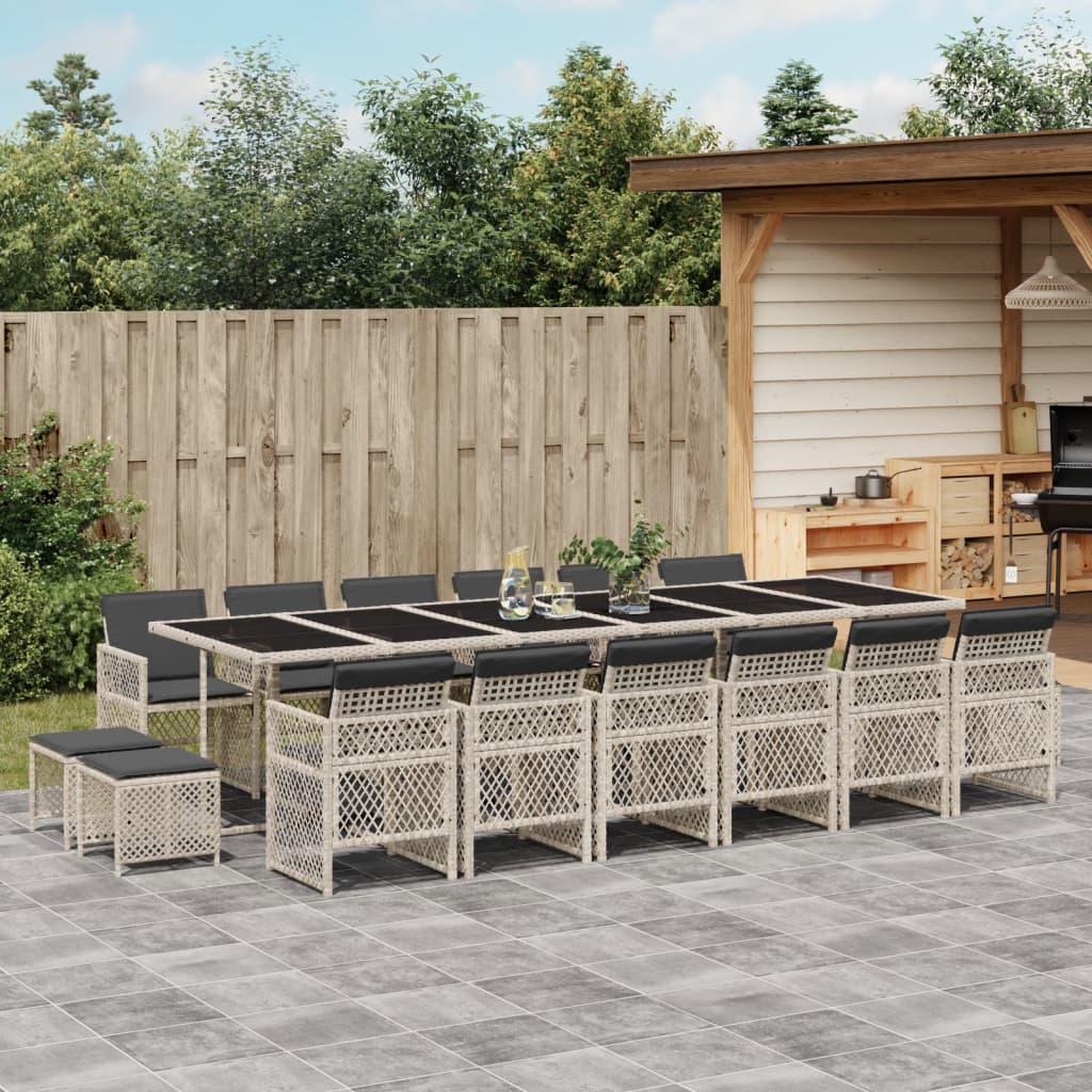17-delige Tuinset met kussens poly rattan lichtgrijs is nu te koop bij PeponiXL, paradijselijk wonen!