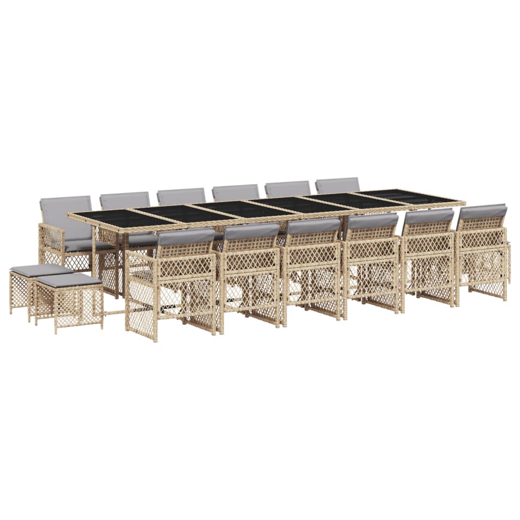 17-delige Tuinset met kussens poly rattan beige is nu te koop bij PeponiXL, paradijselijk wonen!