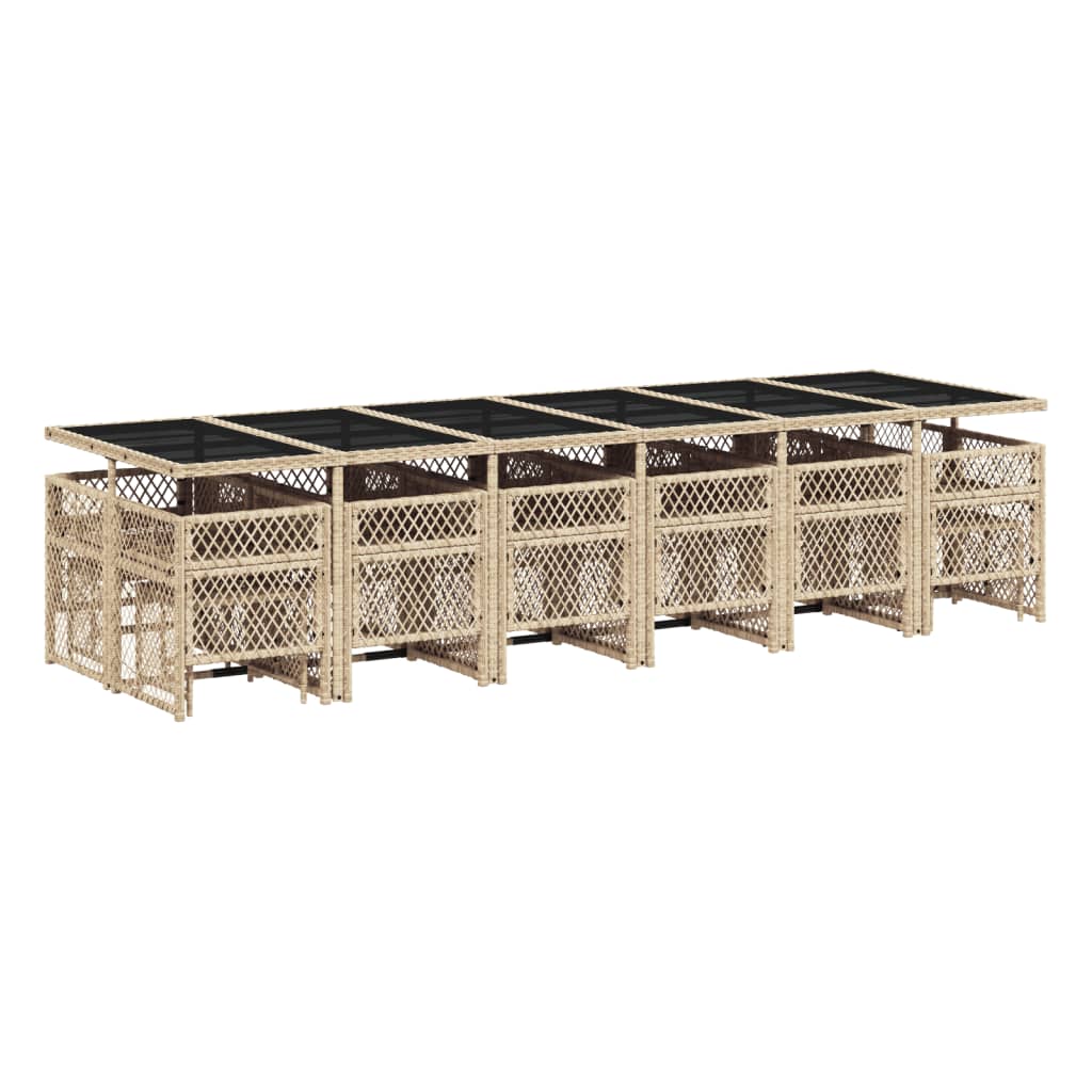 17-delige Tuinset met kussens poly rattan beige is nu te koop bij PeponiXL, paradijselijk wonen!