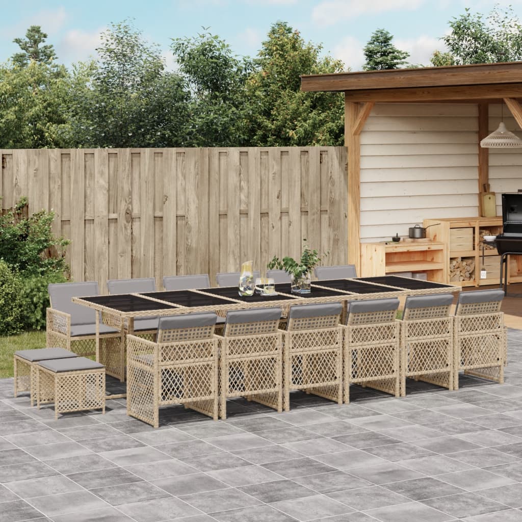 17-delige Tuinset met kussens poly rattan beige is nu te koop bij PeponiXL, paradijselijk wonen!