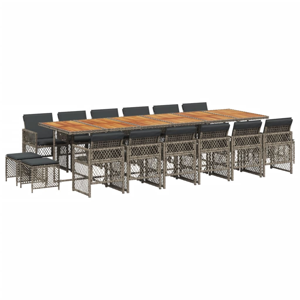 17-delige Tuinset met kussens poly rattan grijs is nu te koop bij PeponiXL, paradijselijk wonen!