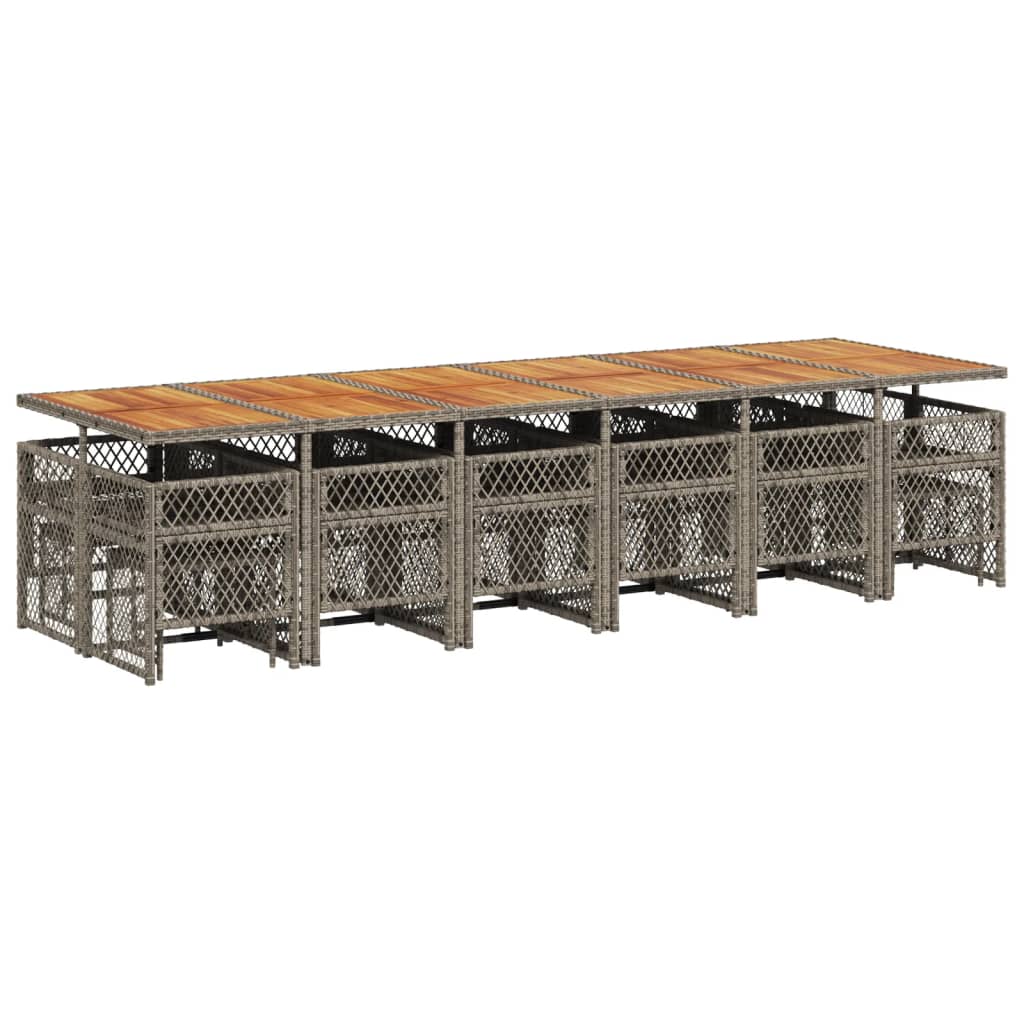 17-delige Tuinset met kussens poly rattan grijs is nu te koop bij PeponiXL, paradijselijk wonen!