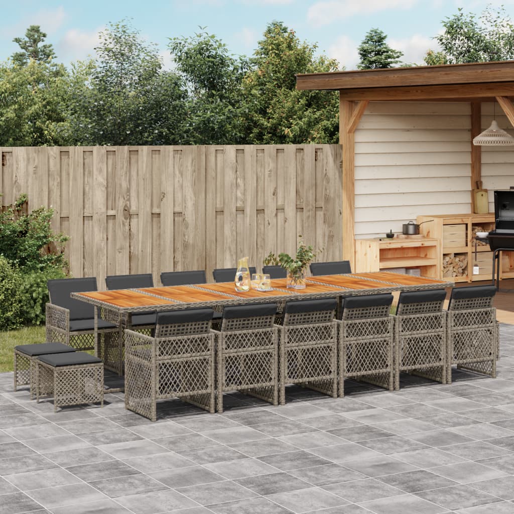 17-delige Tuinset met kussens poly rattan grijs is nu te koop bij PeponiXL, paradijselijk wonen!