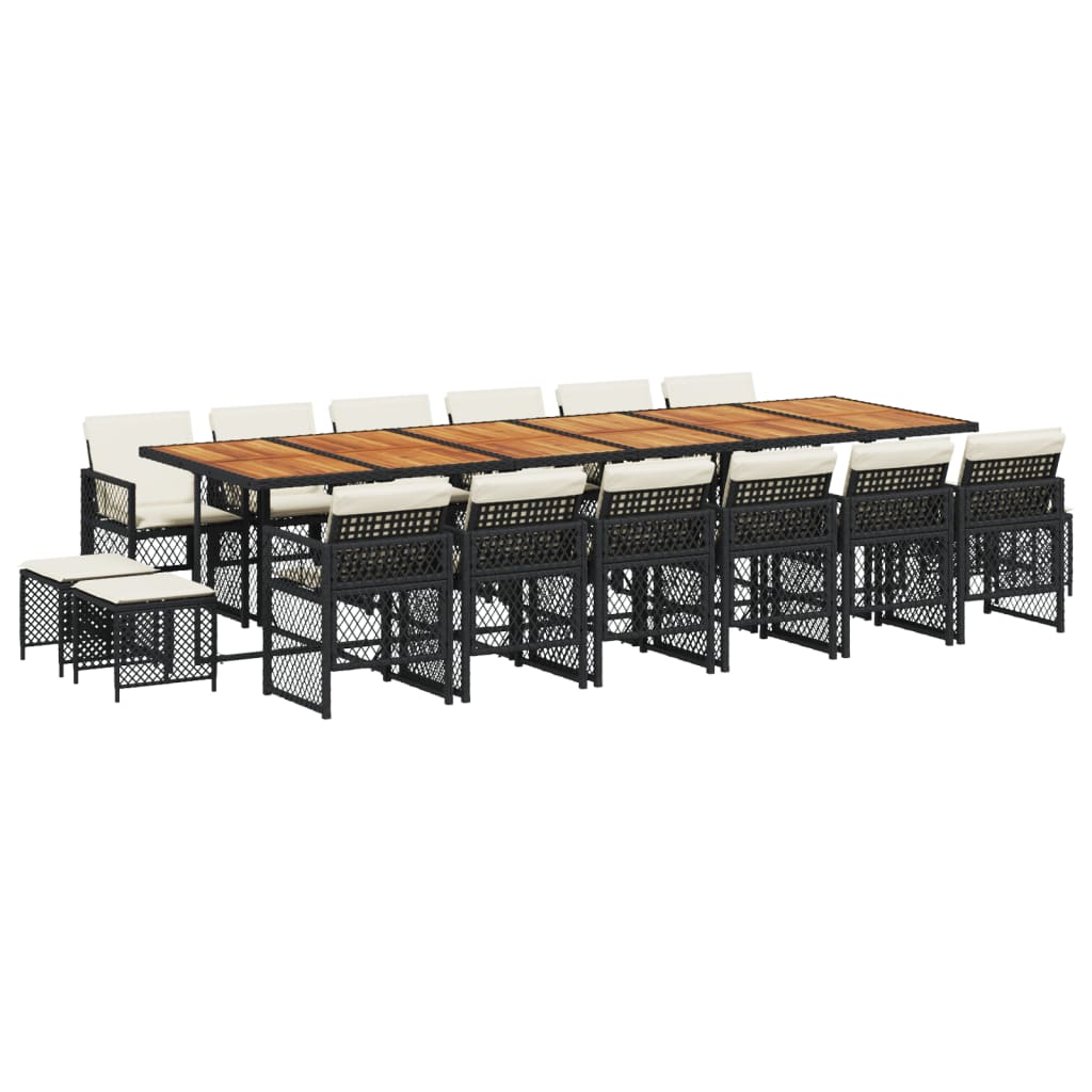 17-delige Tuinset met kussens poly rattan zwart is nu te koop bij PeponiXL, paradijselijk wonen!
