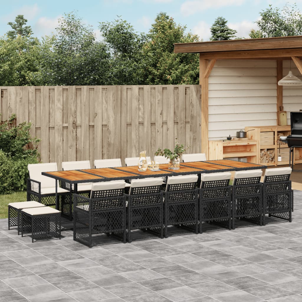 17-delige Tuinset met kussens poly rattan zwart is nu te koop bij PeponiXL, paradijselijk wonen!