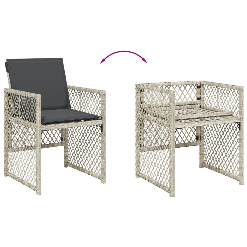 9-delige Tuinset met kussens poly rattan lichtgrijs is nu te koop bij PeponiXL, paradijselijk wonen!