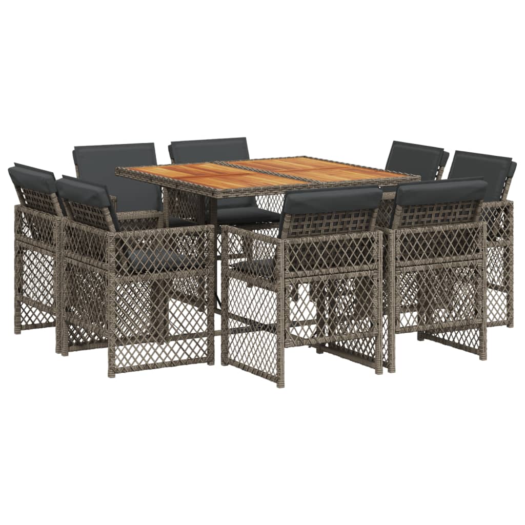 9-delige Tuinset met kussens poly rattan grijs is nu te koop bij PeponiXL, paradijselijk wonen!