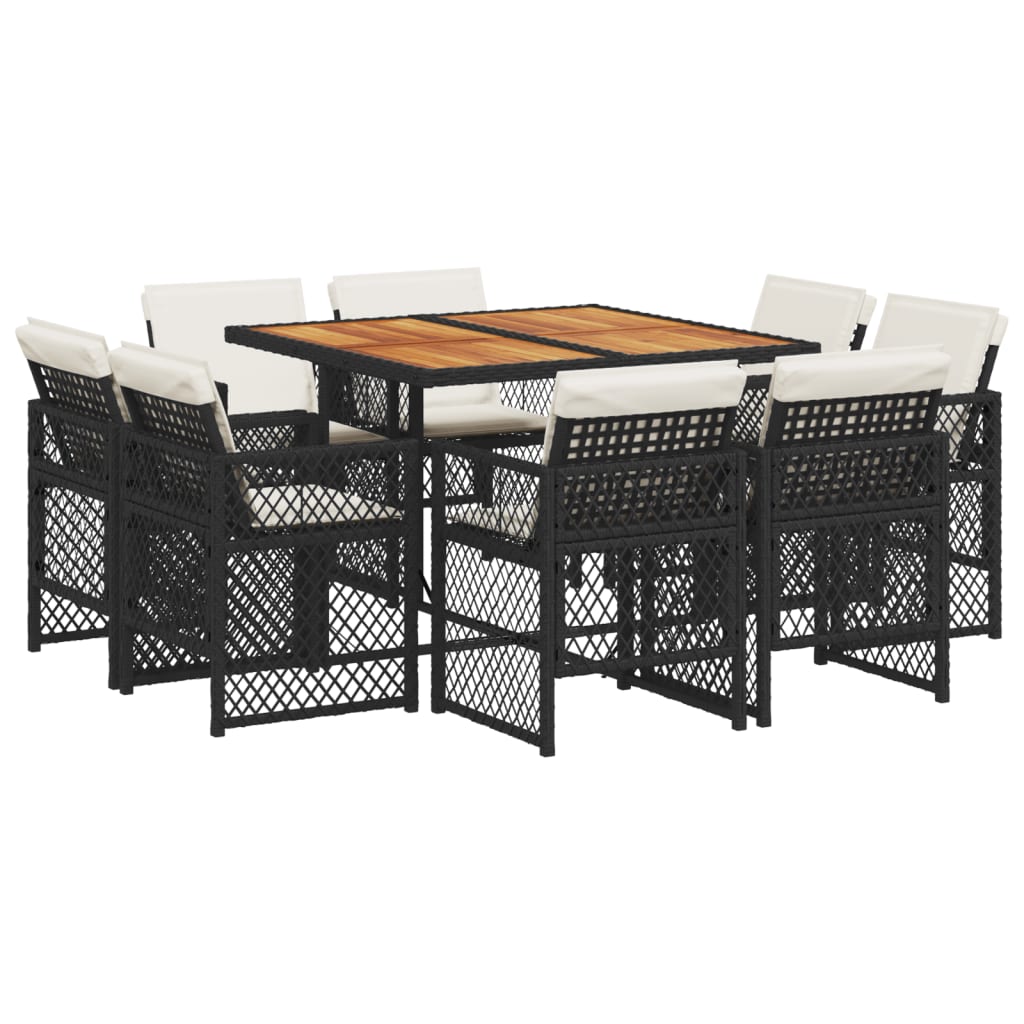 9-delige Tuinset poly rattan zwart is nu te koop bij PeponiXL, paradijselijk wonen!