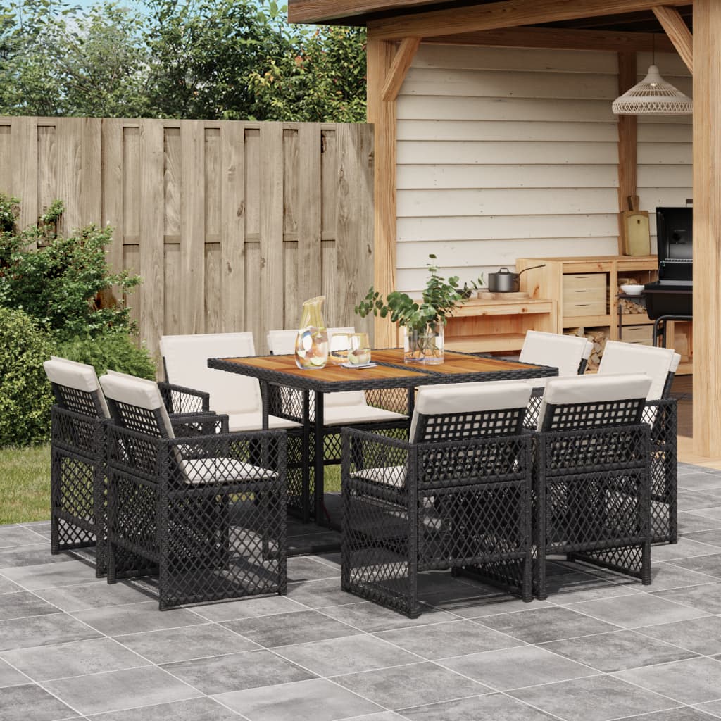 9-delige Tuinset poly rattan zwart is nu te koop bij PeponiXL, paradijselijk wonen!