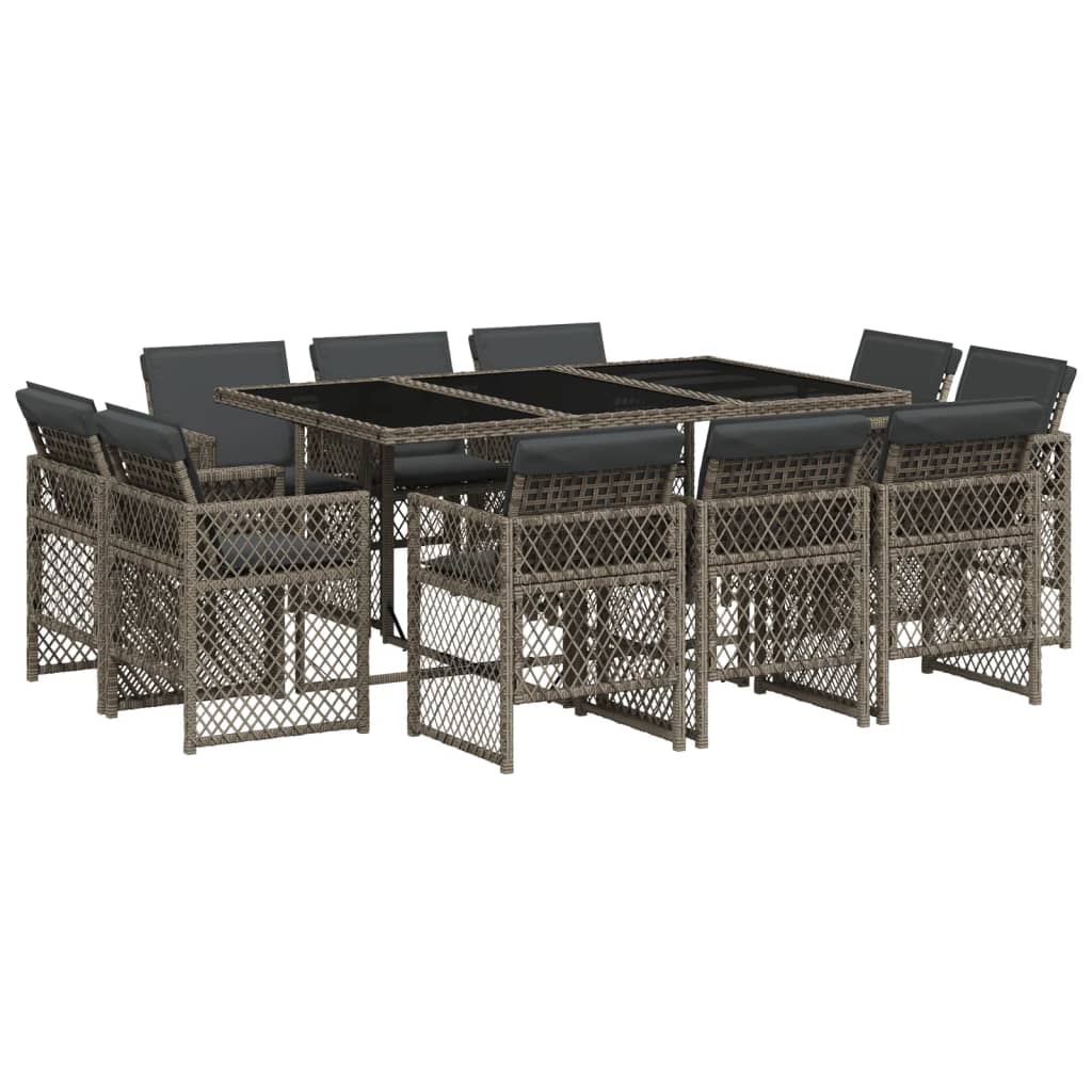 11-delige Tuinset met kussens poly rattan grijs is nu te koop bij PeponiXL, paradijselijk wonen!