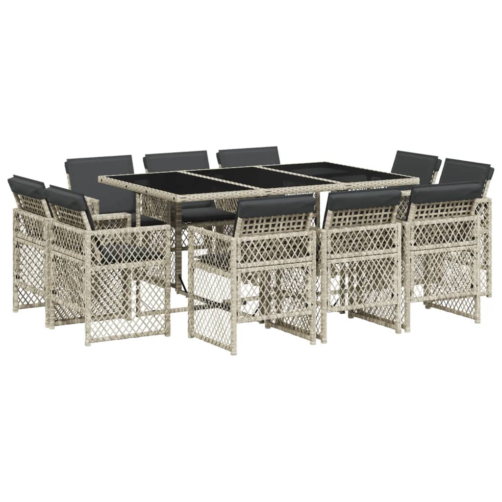 11-delige Tuinset met kussens poly rattan lichtgrijs is nu te koop bij PeponiXL, paradijselijk wonen!