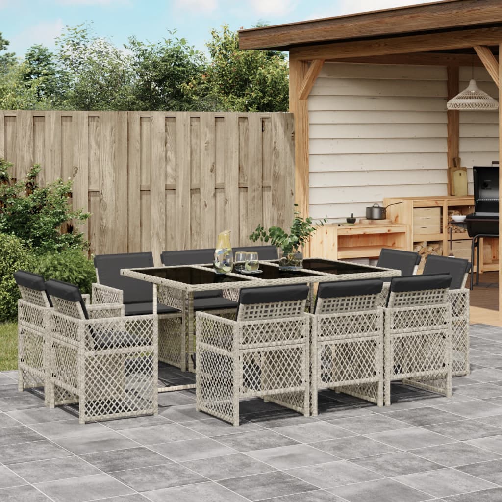 11-delige Tuinset met kussens poly rattan lichtgrijs is nu te koop bij PeponiXL, paradijselijk wonen!