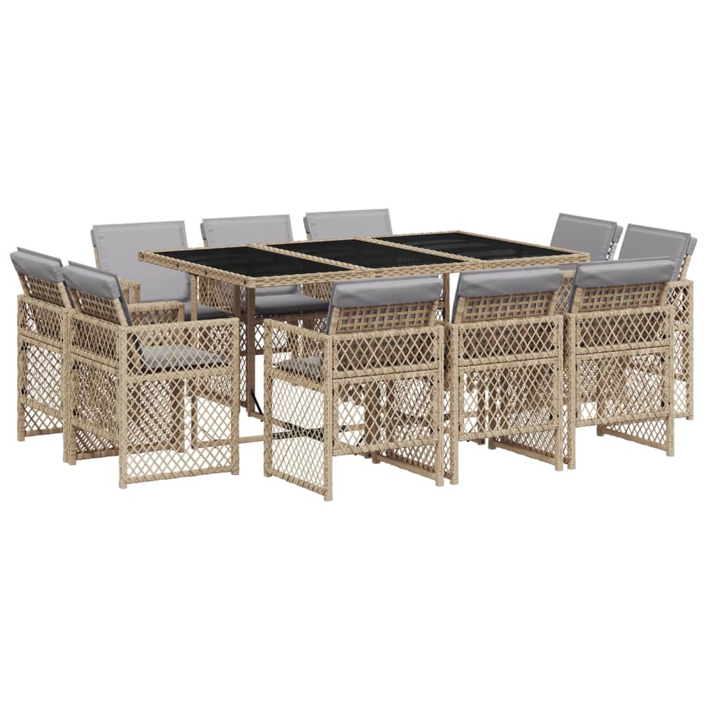 11-delige Tuinset met kussens poly rattan gemengd beige is nu te koop bij PeponiXL, paradijselijk wonen!