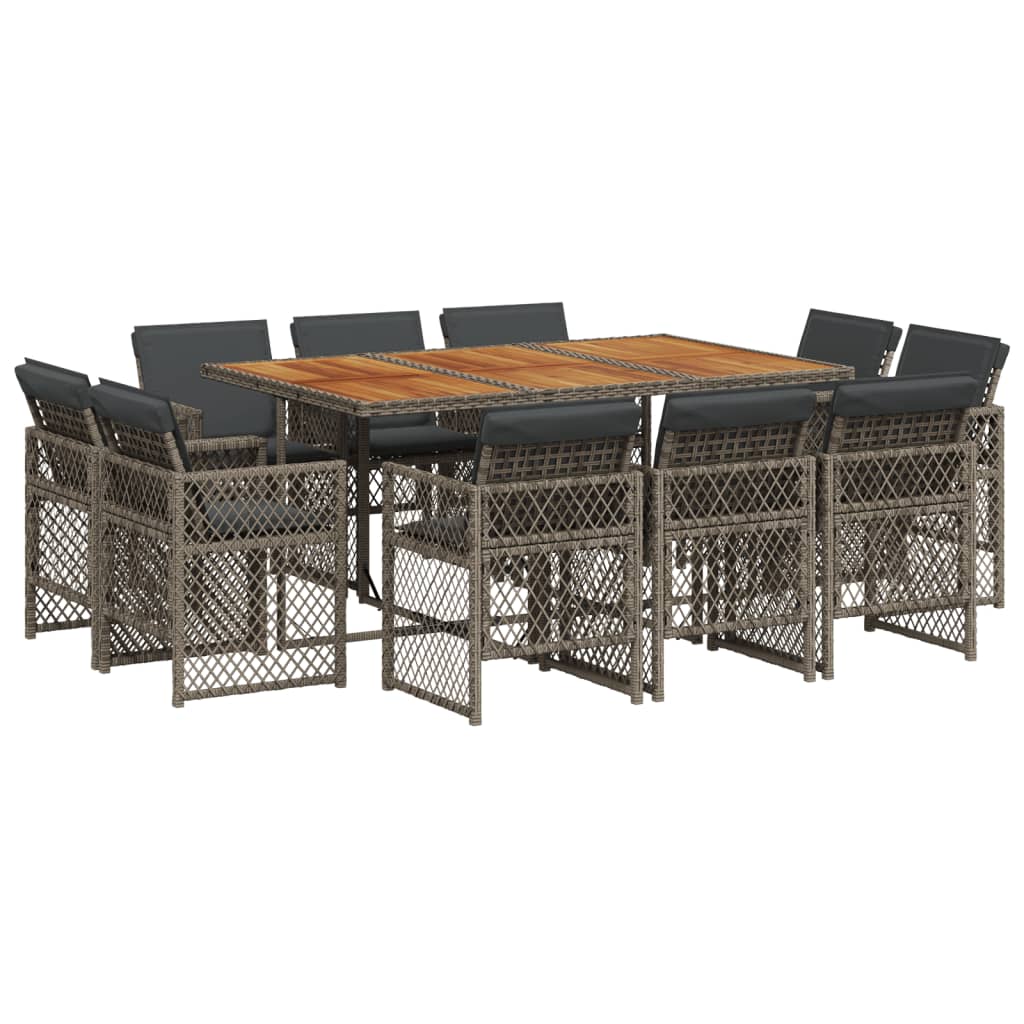 11-delige Tuinset met kussens poly rattan grijs is nu te koop bij PeponiXL, paradijselijk wonen!