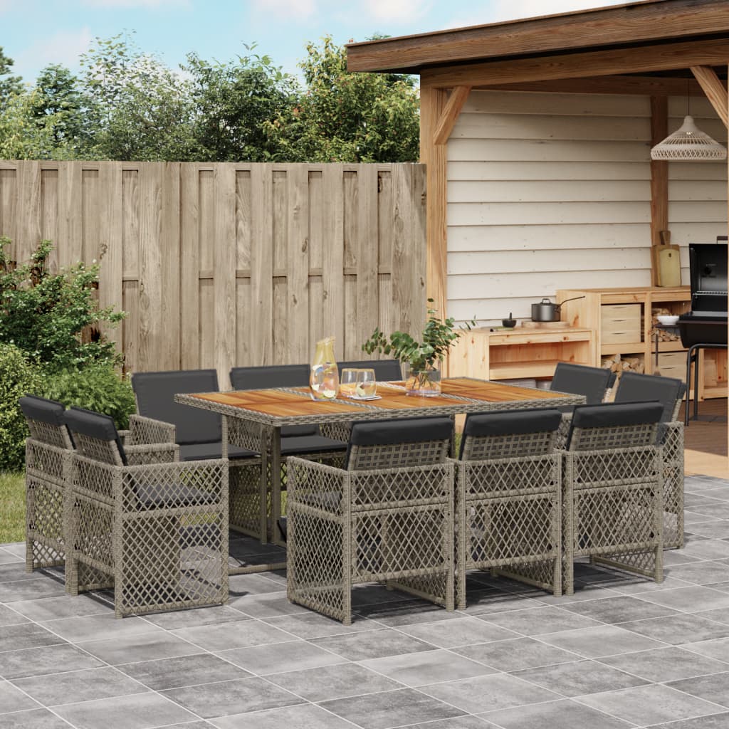 11-delige Tuinset met kussens poly rattan grijs is nu te koop bij PeponiXL, paradijselijk wonen!