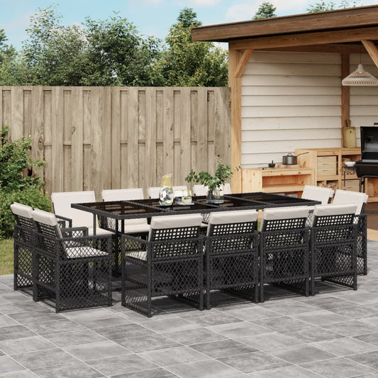13-delige Tuinset met kussens poly rattan zwart is nu te koop bij PeponiXL, paradijselijk wonen!