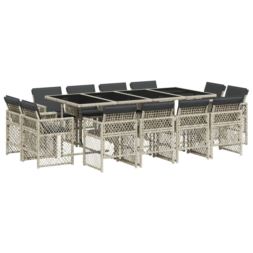 13-delige Tuinset met kussens poly rattan lichtgrijs is nu te koop bij PeponiXL, paradijselijk wonen!