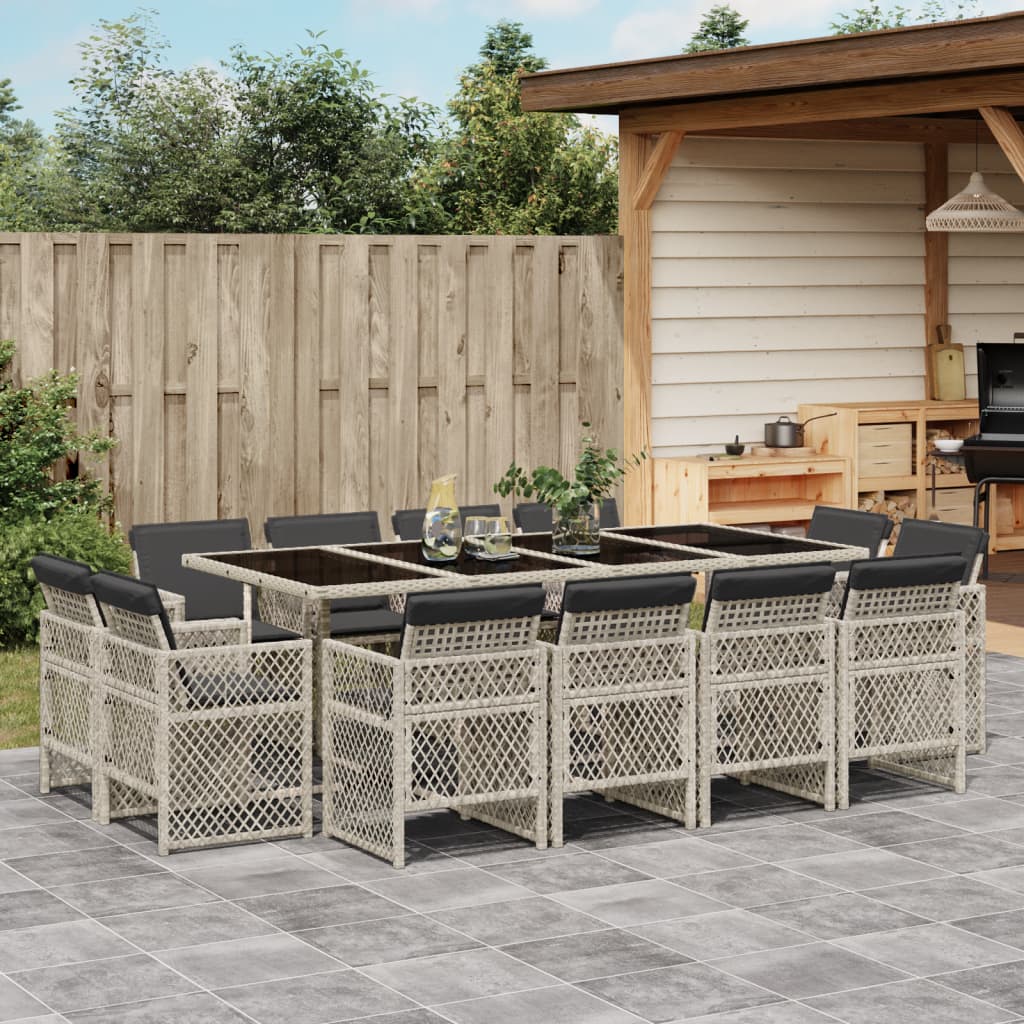 13-delige Tuinset met kussens poly rattan lichtgrijs is nu te koop bij PeponiXL, paradijselijk wonen!