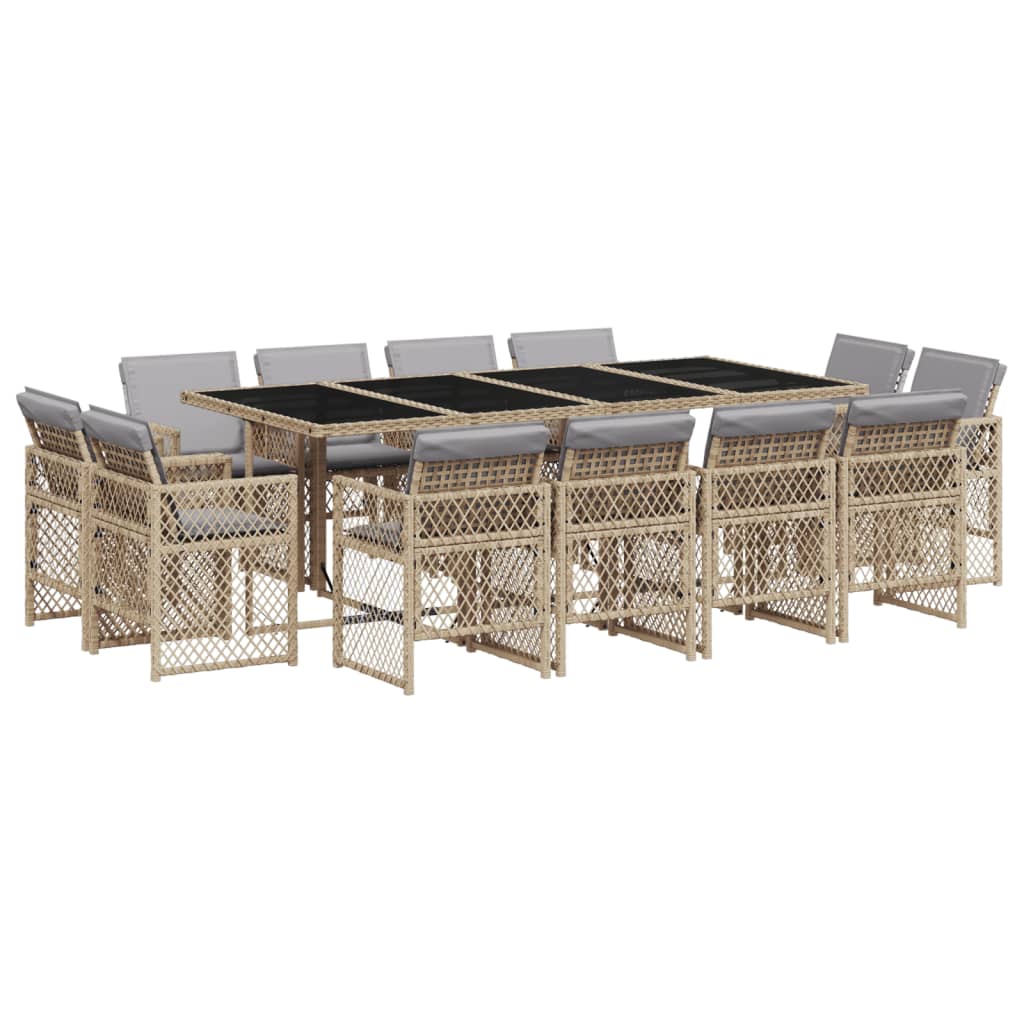13-delige Tuinset met kussens poly rattan gemengd beige is nu te koop bij PeponiXL, paradijselijk wonen!