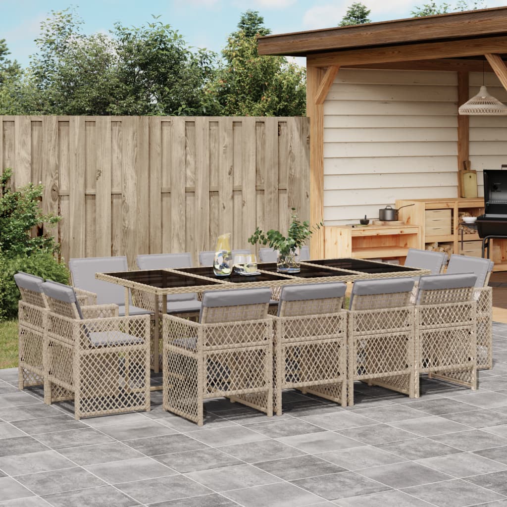 13-delige Tuinset met kussens poly rattan gemengd beige is nu te koop bij PeponiXL, paradijselijk wonen!
