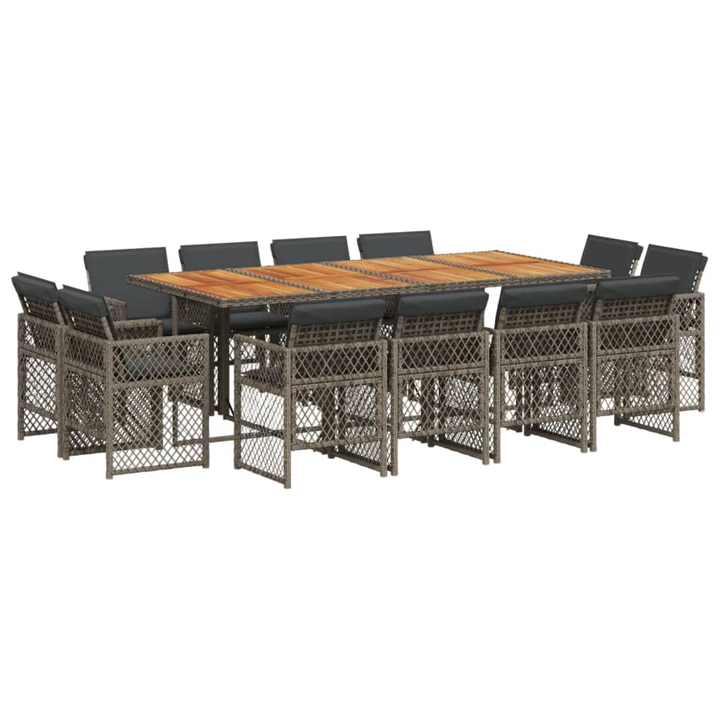 13-delige Tuinset met kussens poly rattan grijs is nu te koop bij PeponiXL, paradijselijk wonen!