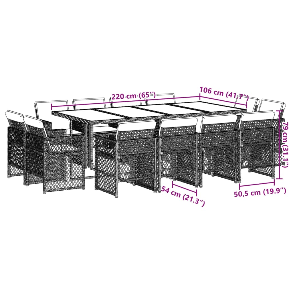 13-delige Tuinset met kussens poly rattan grijs is nu te koop bij PeponiXL, paradijselijk wonen!