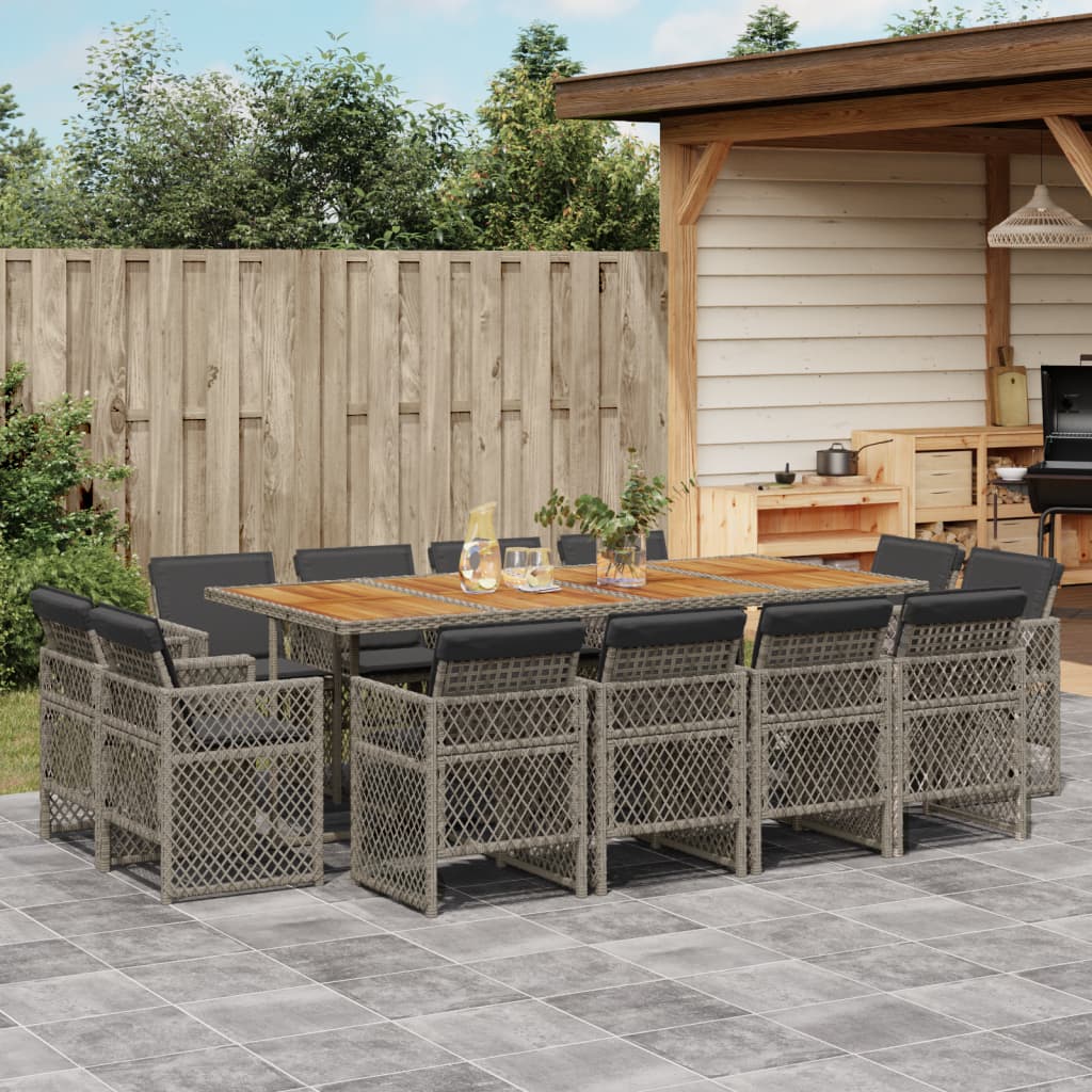13-delige Tuinset met kussens poly rattan grijs is nu te koop bij PeponiXL, paradijselijk wonen!