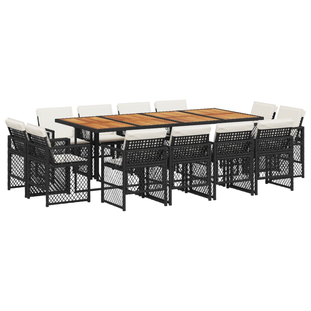 13-delige Tuinset met kussens poly rattan zwart is nu te koop bij PeponiXL, paradijselijk wonen!