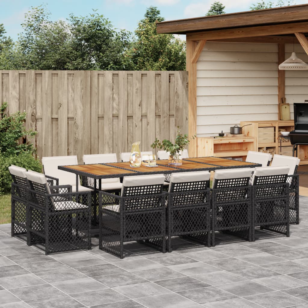 13-delige Tuinset met kussens poly rattan zwart is nu te koop bij PeponiXL, paradijselijk wonen!