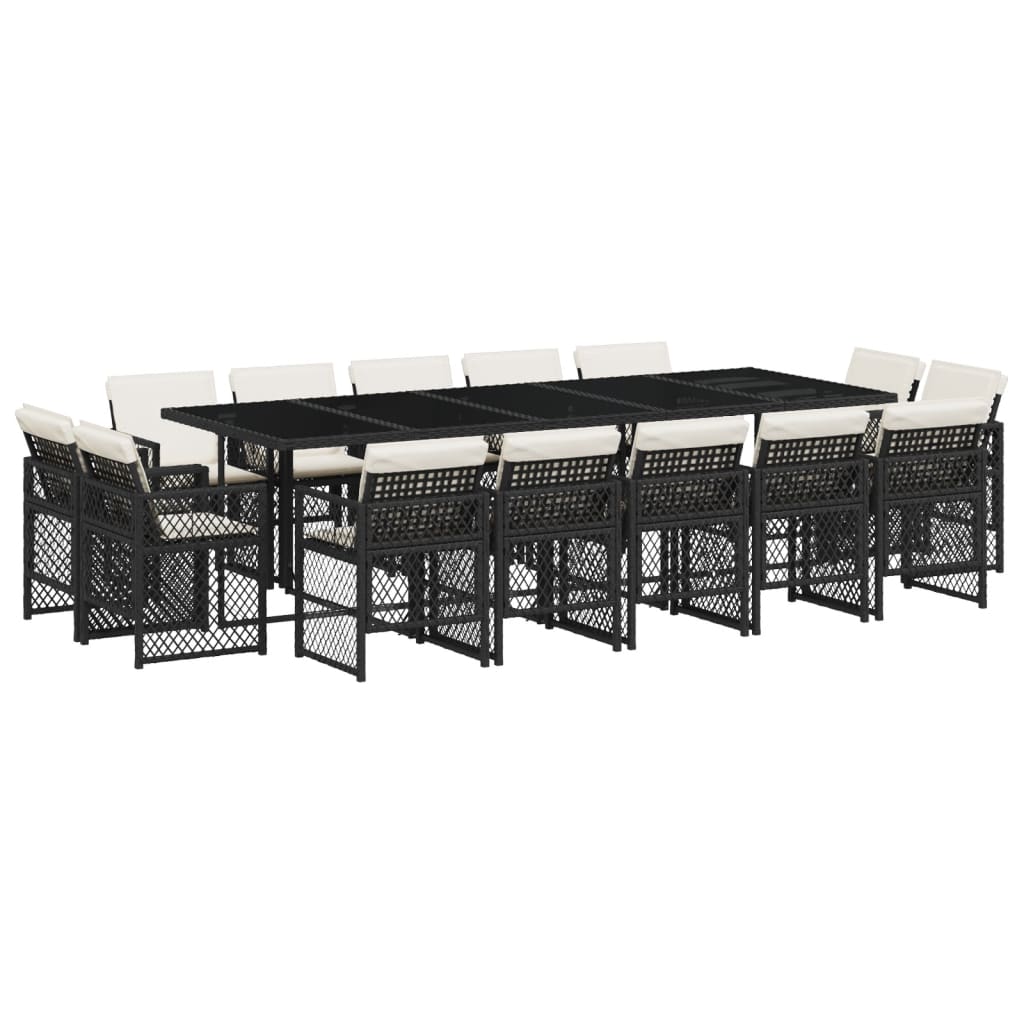 15-delige Tuinset met kussens poly rattan zwart is nu te koop bij PeponiXL, paradijselijk wonen!