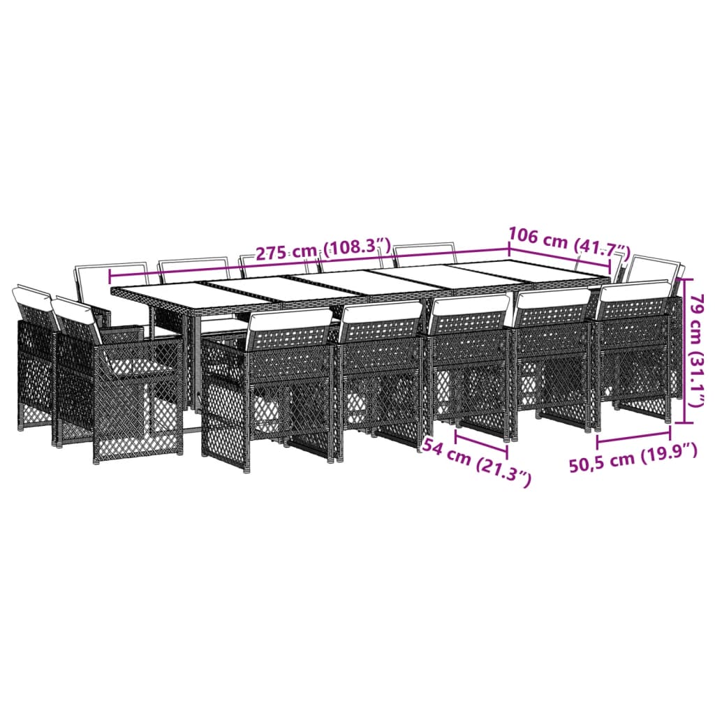 15-delige Tuinset met kussens poly rattan zwart is nu te koop bij PeponiXL, paradijselijk wonen!