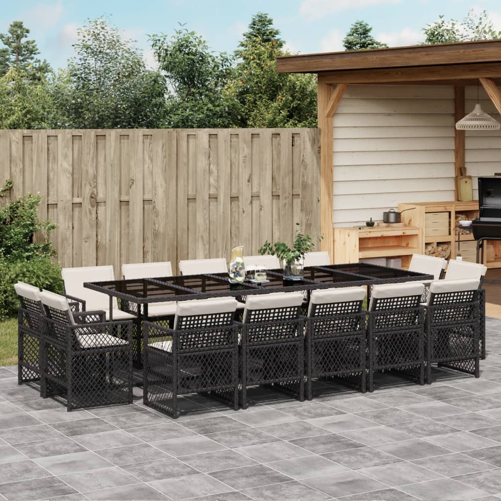 15-delige Tuinset met kussens poly rattan zwart is nu te koop bij PeponiXL, paradijselijk wonen!