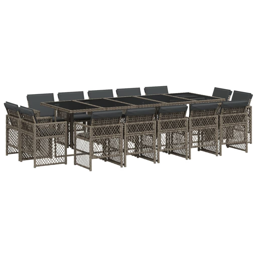 15-delige Tuinset met kussens poly rattan grijs is nu te koop bij PeponiXL, paradijselijk wonen!