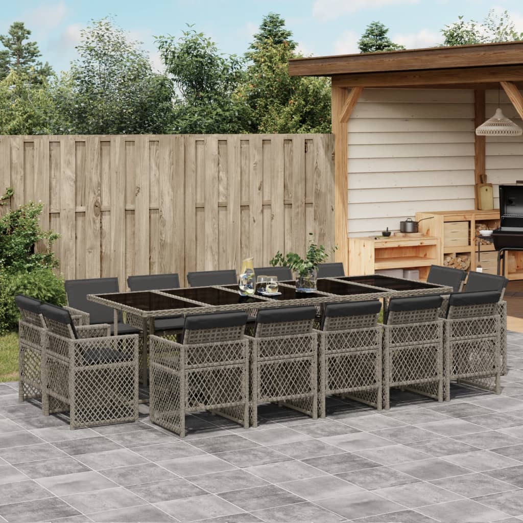 15-delige Tuinset met kussens poly rattan grijs is nu te koop bij PeponiXL, paradijselijk wonen!
