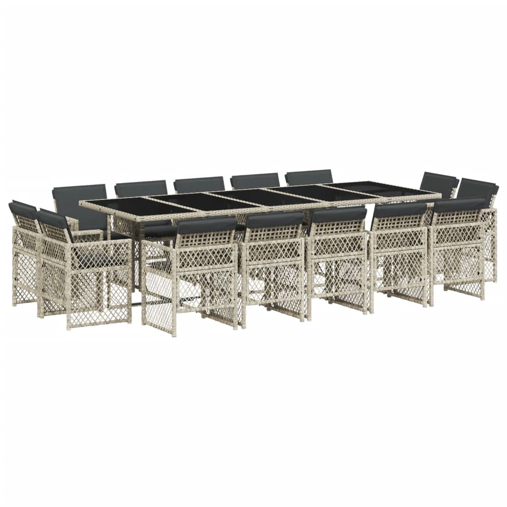 15-delige Tuinset met kussens poly rattan lichtgrijs is nu te koop bij PeponiXL, paradijselijk wonen!