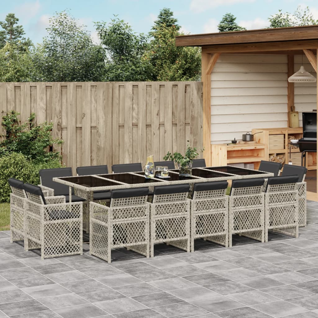 15-delige Tuinset met kussens poly rattan lichtgrijs is nu te koop bij PeponiXL, paradijselijk wonen!