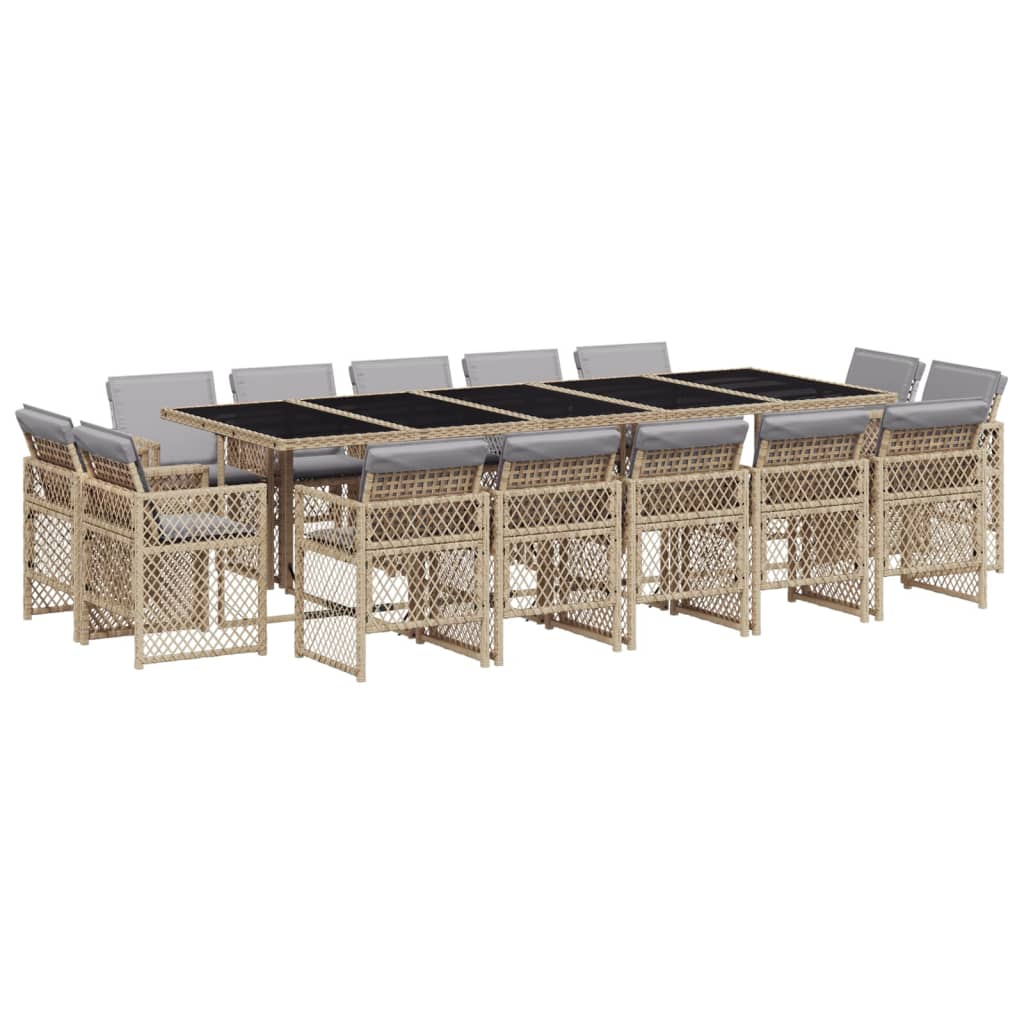 15-delige Tuinset met kussens poly rattan gemengd beige is nu te koop bij PeponiXL, paradijselijk wonen!