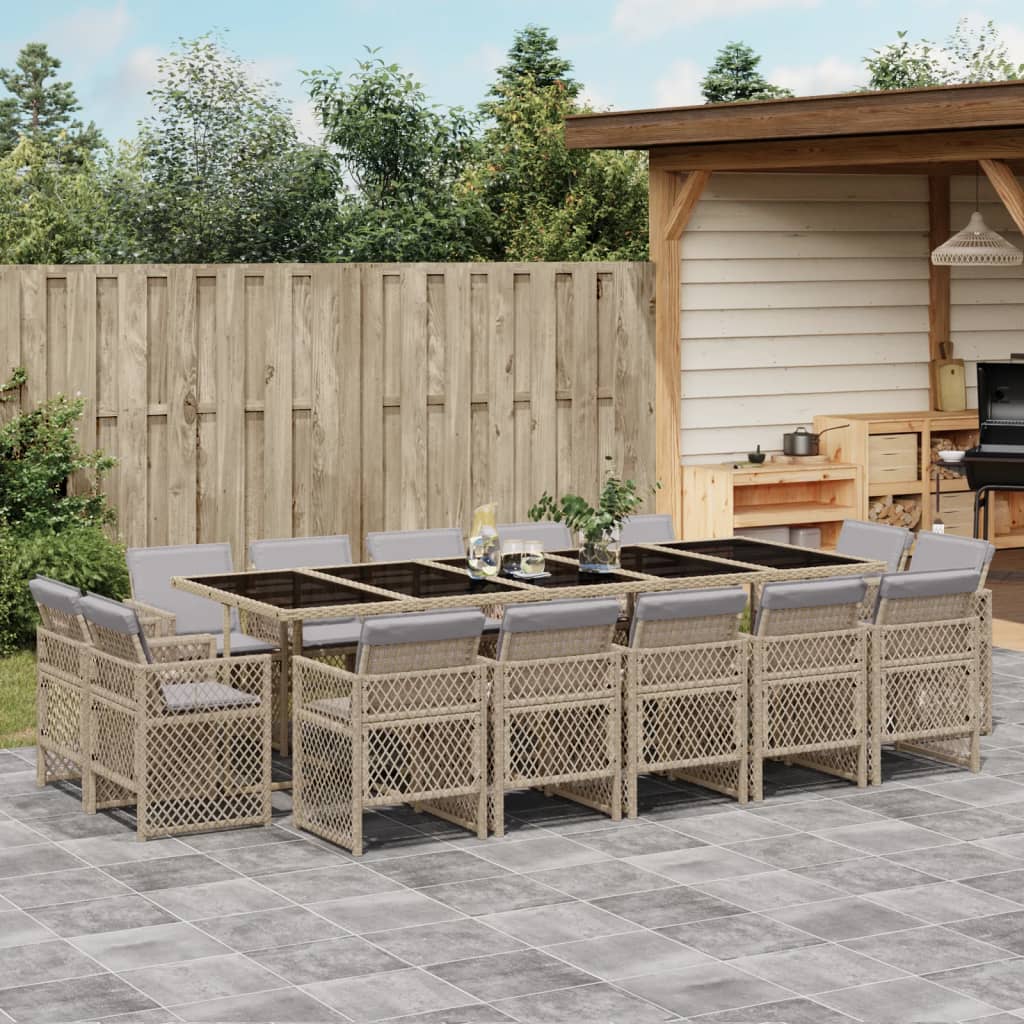15-delige Tuinset met kussens poly rattan gemengd beige is nu te koop bij PeponiXL, paradijselijk wonen!