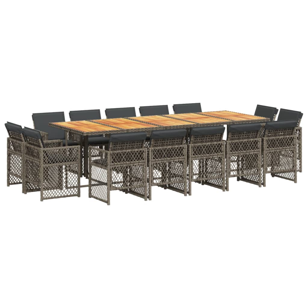 15-delige Tuinset met kussens poly rattan grijs is nu te koop bij PeponiXL, paradijselijk wonen!