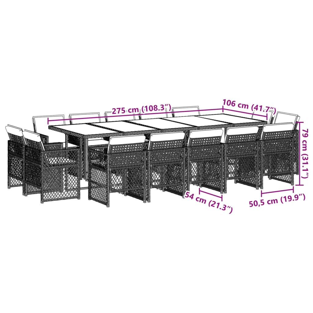 15-delige Tuinset met kussens poly rattan grijs is nu te koop bij PeponiXL, paradijselijk wonen!