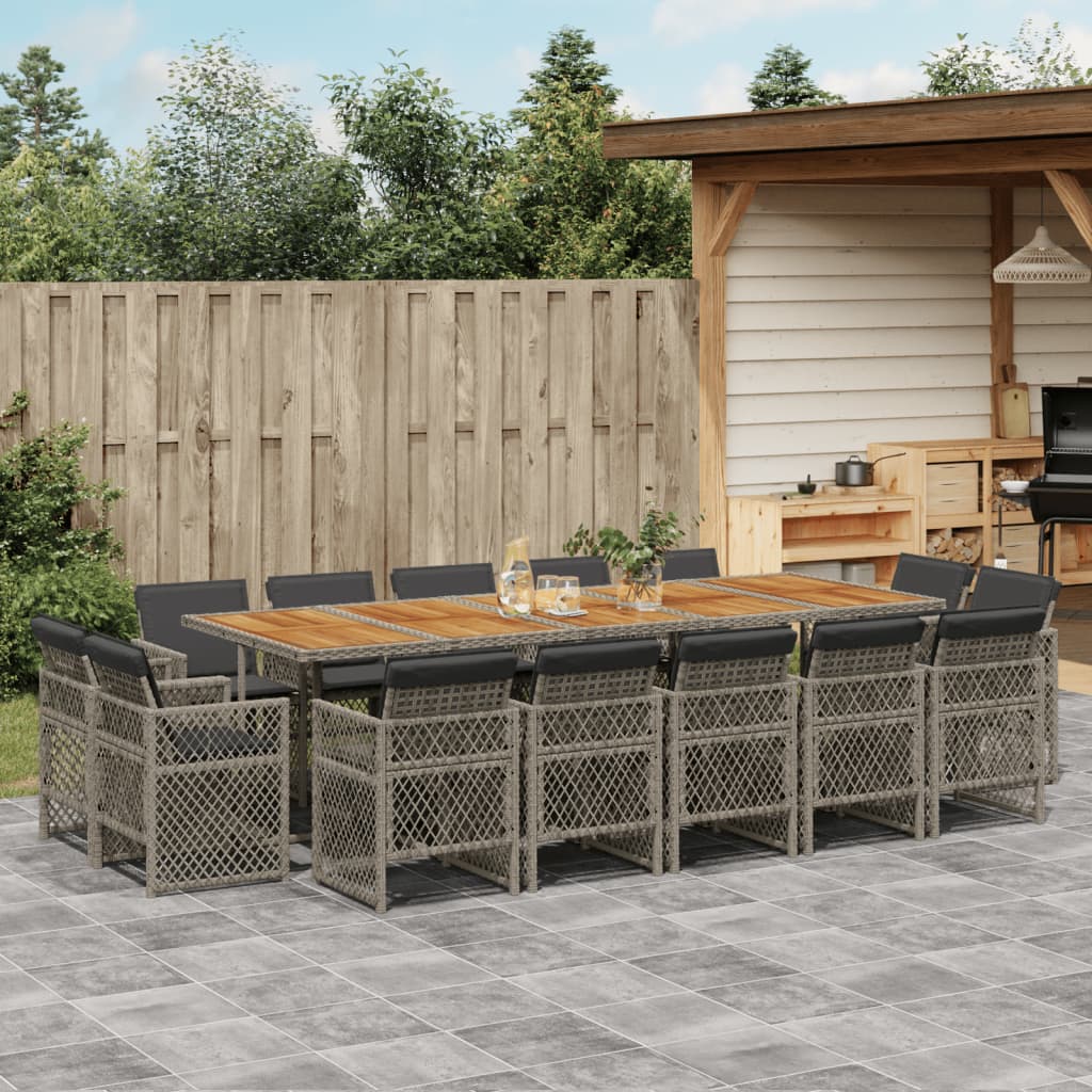 15-delige Tuinset met kussens poly rattan grijs is nu te koop bij PeponiXL, paradijselijk wonen!