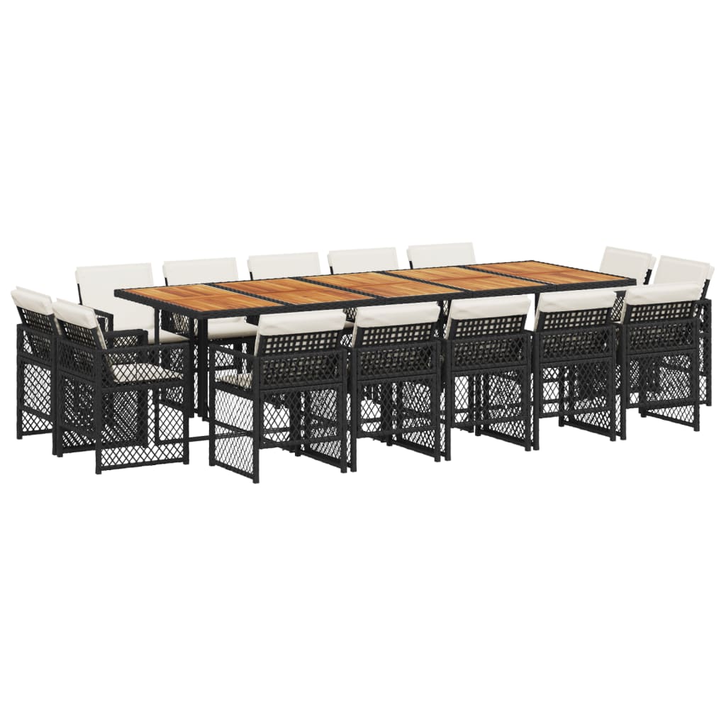 15-delige Tuinset met kussens poly rattan zwart is nu te koop bij PeponiXL, paradijselijk wonen!