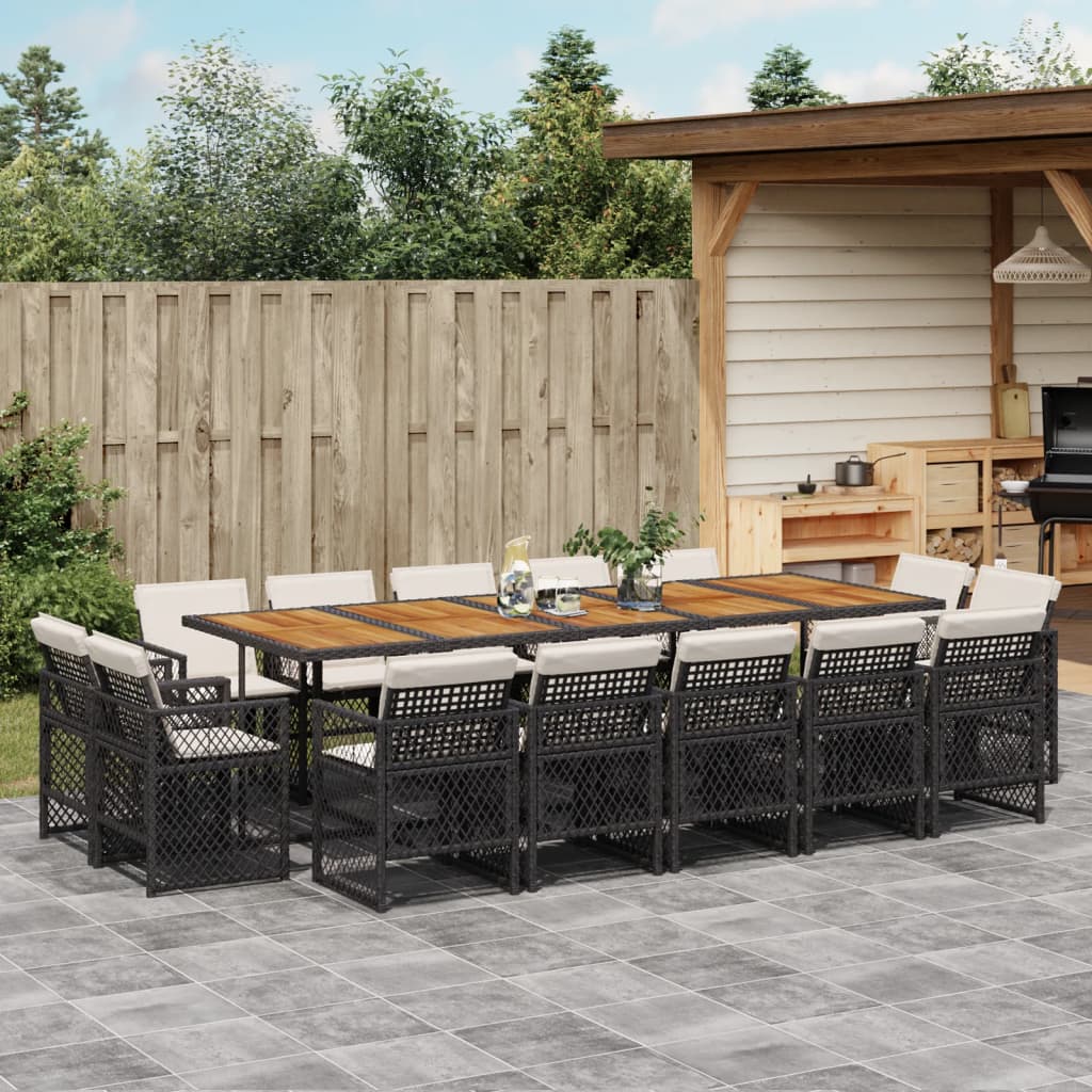 15-delige Tuinset met kussens poly rattan zwart is nu te koop bij PeponiXL, paradijselijk wonen!