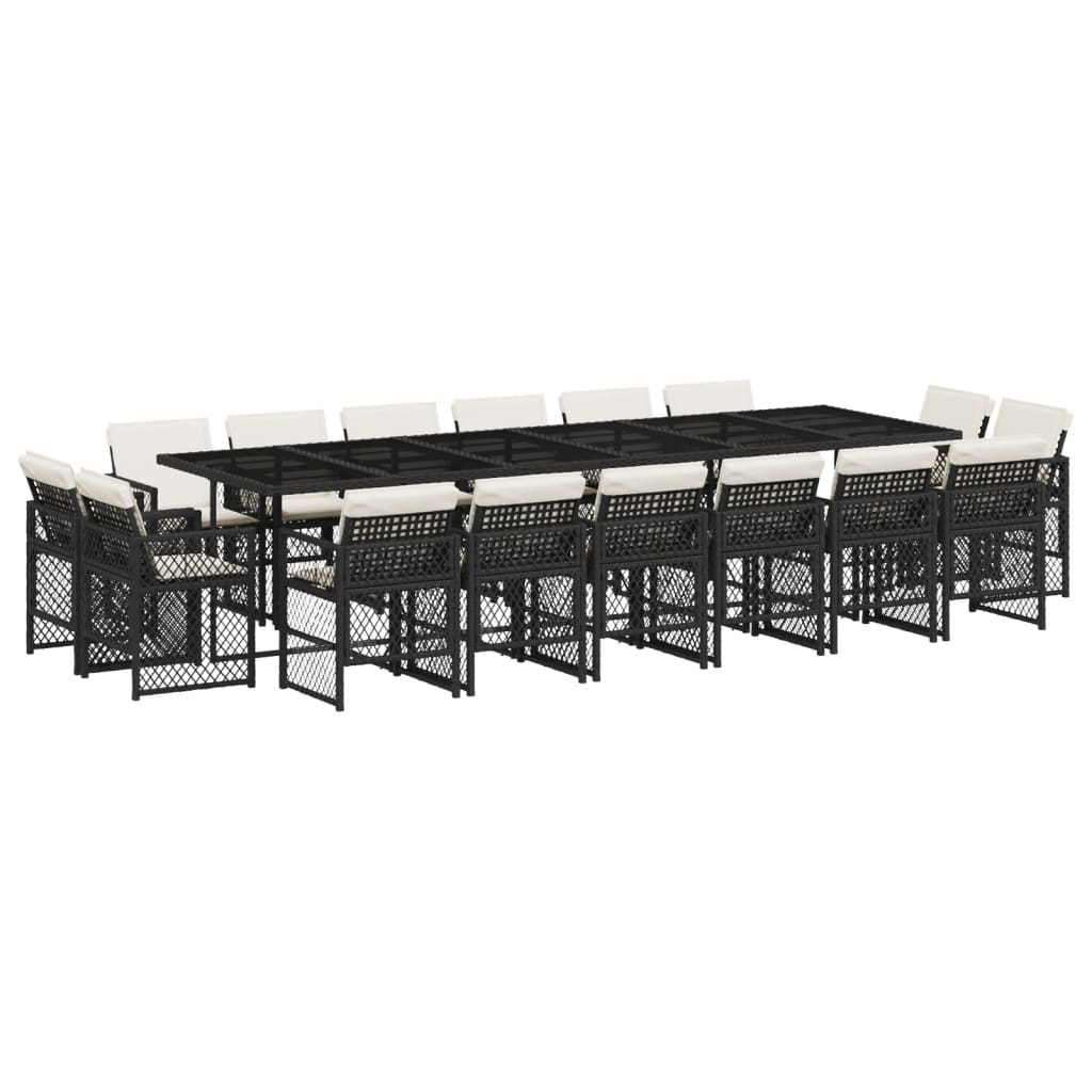 17-delige Tuinset met kussens poly rattan zwart is nu te koop bij PeponiXL, paradijselijk wonen!