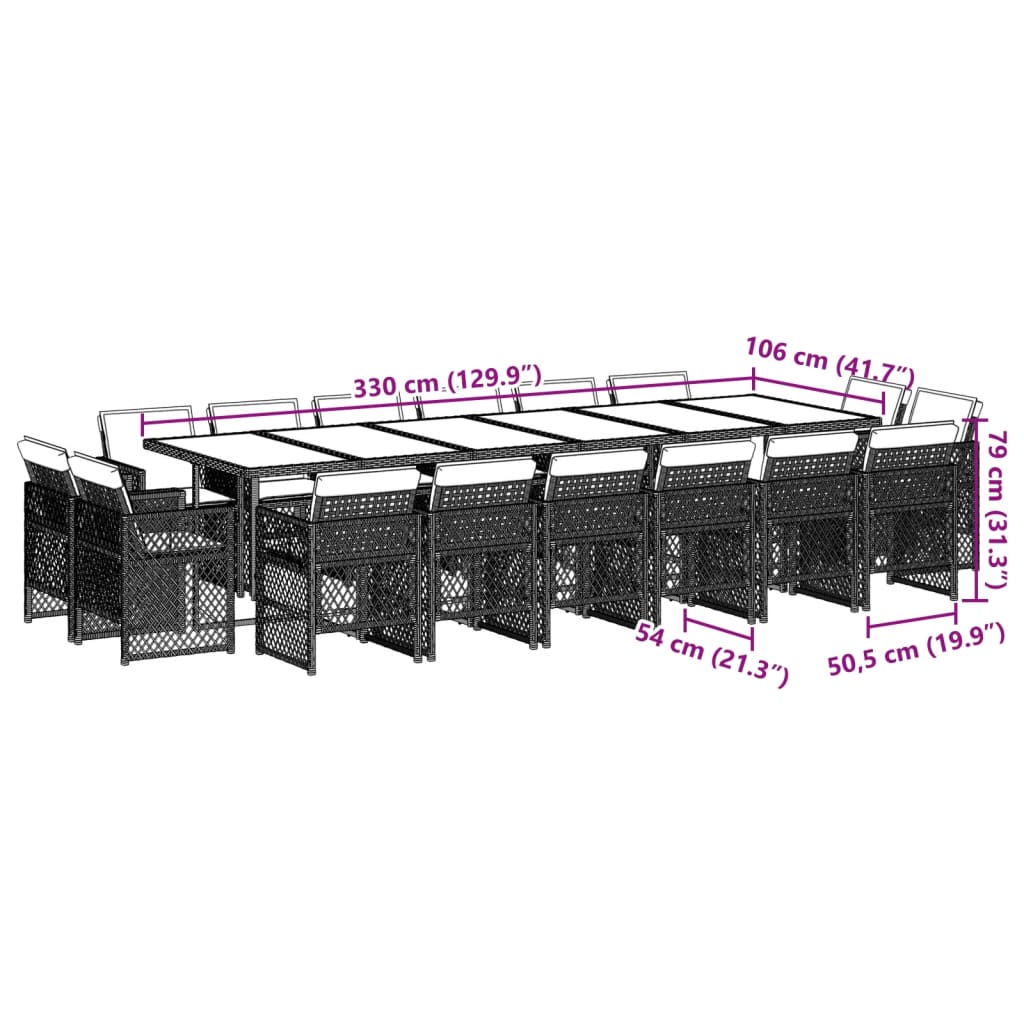 17-delige Tuinset met kussens poly rattan zwart is nu te koop bij PeponiXL, paradijselijk wonen!