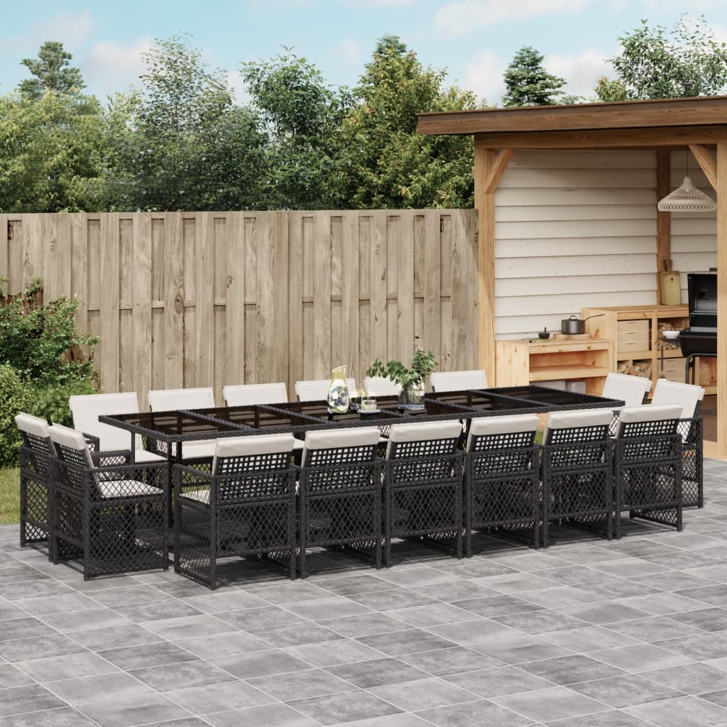 17-delige Tuinset met kussens poly rattan zwart is nu te koop bij PeponiXL, paradijselijk wonen!