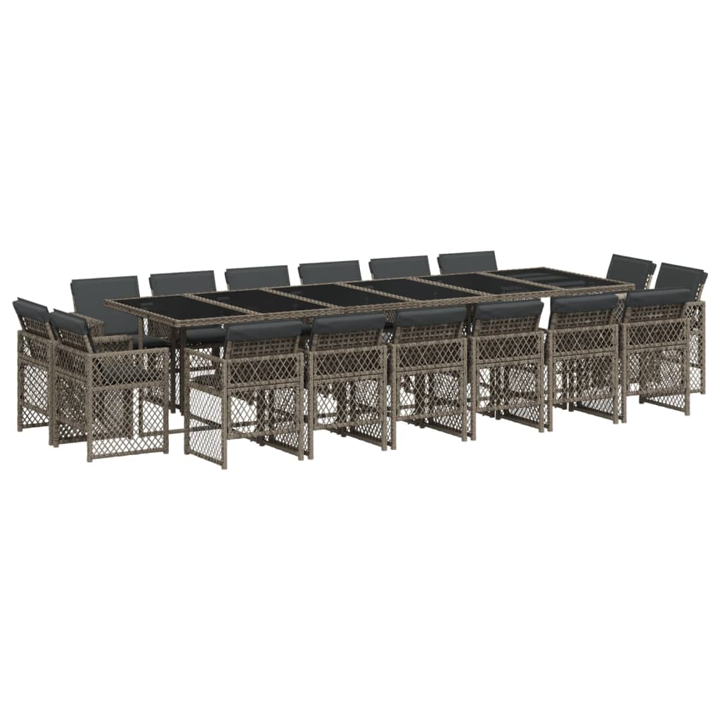 17-delige Tuinset met kussens poly rattan grijs is nu te koop bij PeponiXL, paradijselijk wonen!