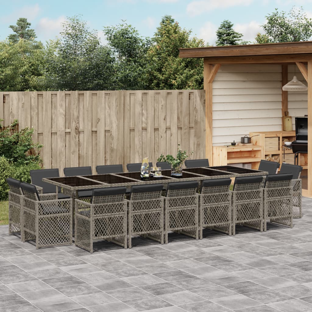 17-delige Tuinset met kussens poly rattan grijs is nu te koop bij PeponiXL, paradijselijk wonen!