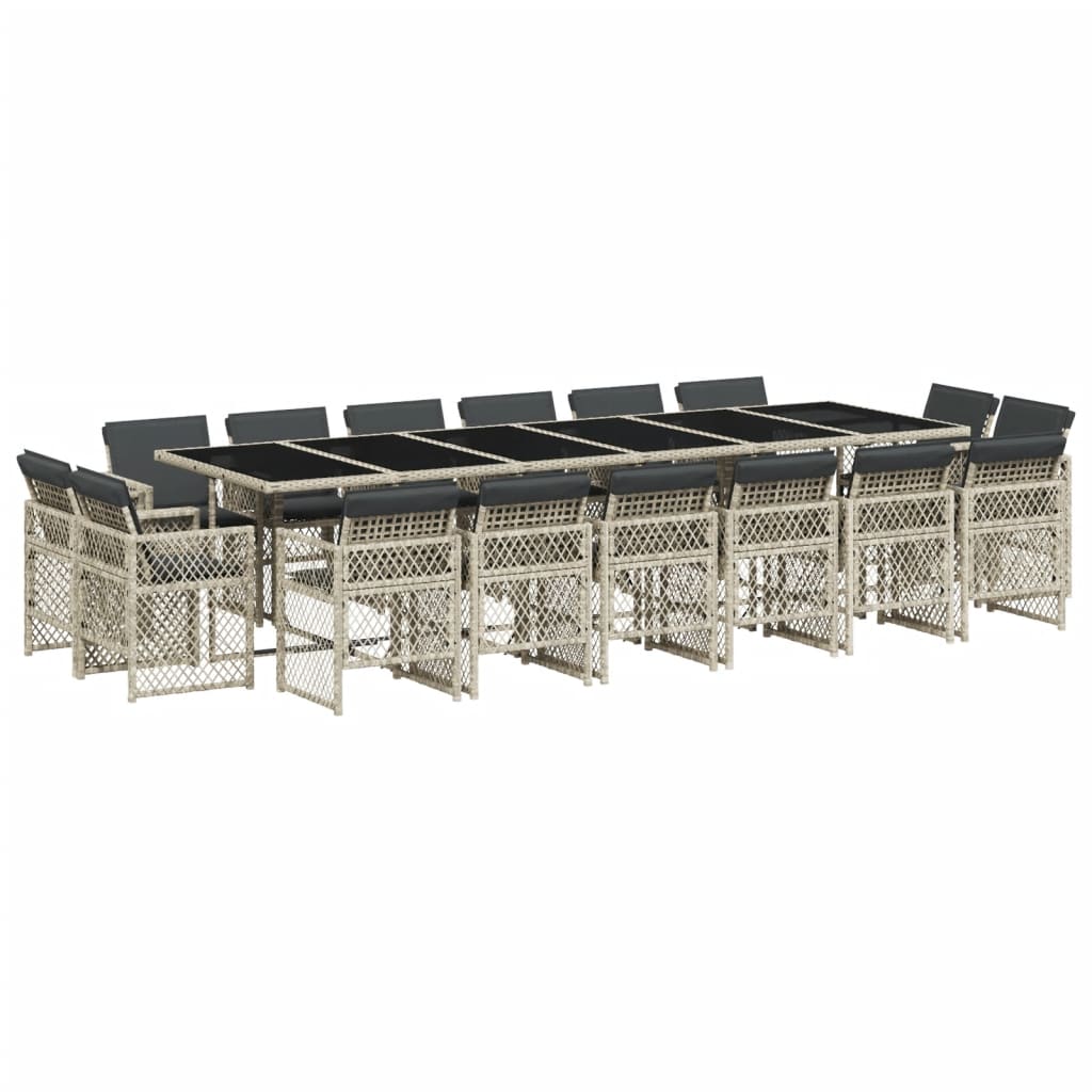 17-delige Tuinset met kussens poly rattan lichtgrijs is nu te koop bij PeponiXL, paradijselijk wonen!